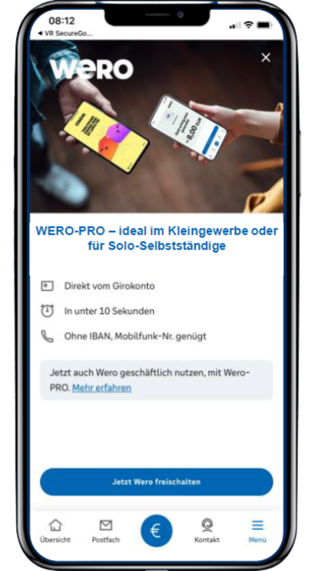 Smartphone mit Anwendung Wero im Bildschirm Smartphone mit Anwendung Wero im Bildschirm
